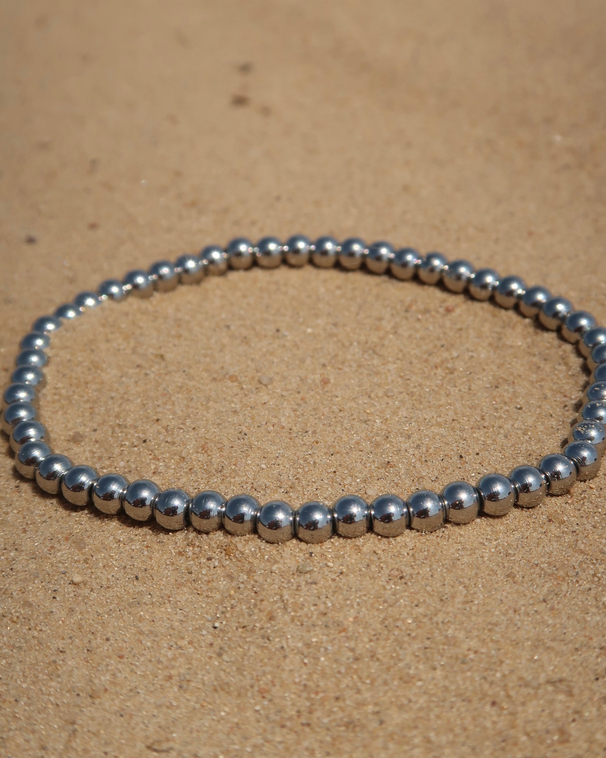 Zilveren Elastische kralenarmband van stainless steel