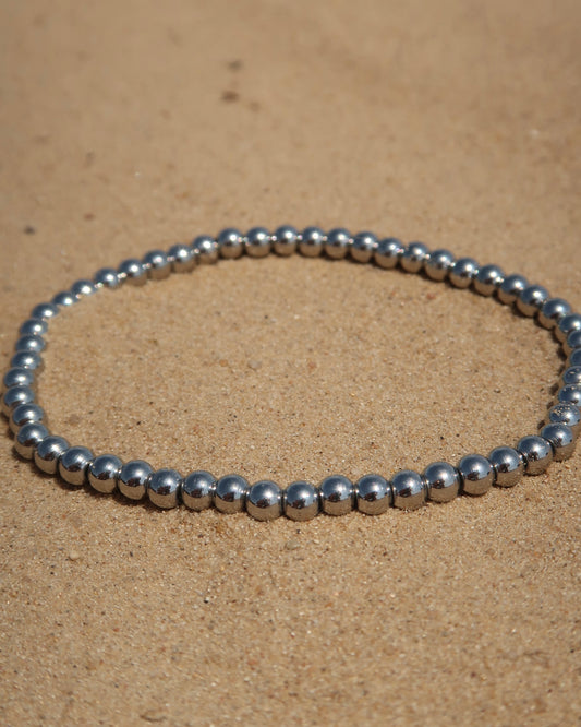 Zilveren Elastische kralenarmband van stainless steel