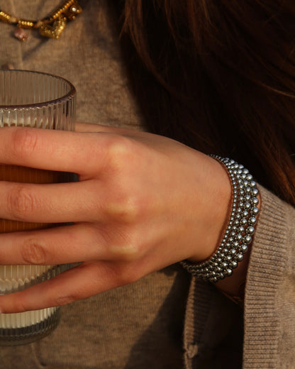 Zilveren Elastische kralenarmband van stainless steel