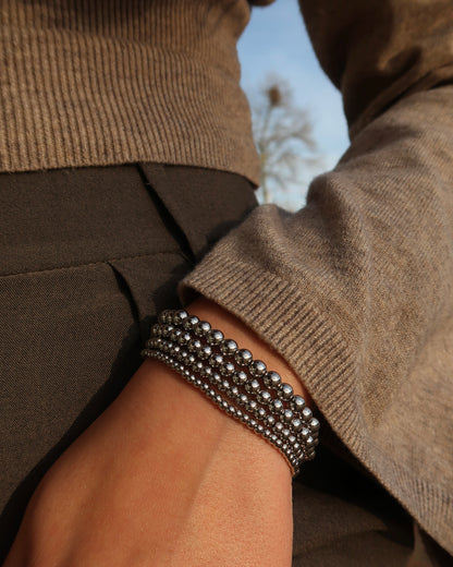 Zilveren Elastische kralenarmband van stainless steel