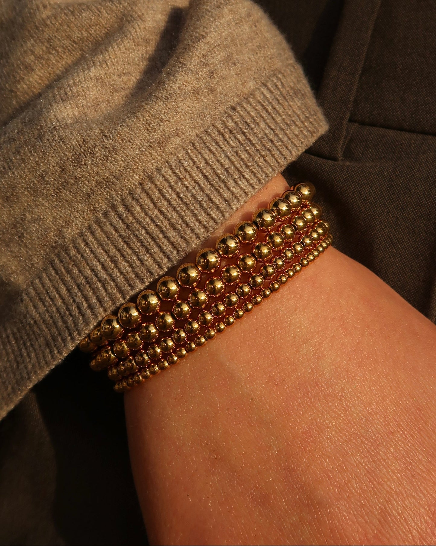 Gouden Elastische kralenarmband van stainless steel