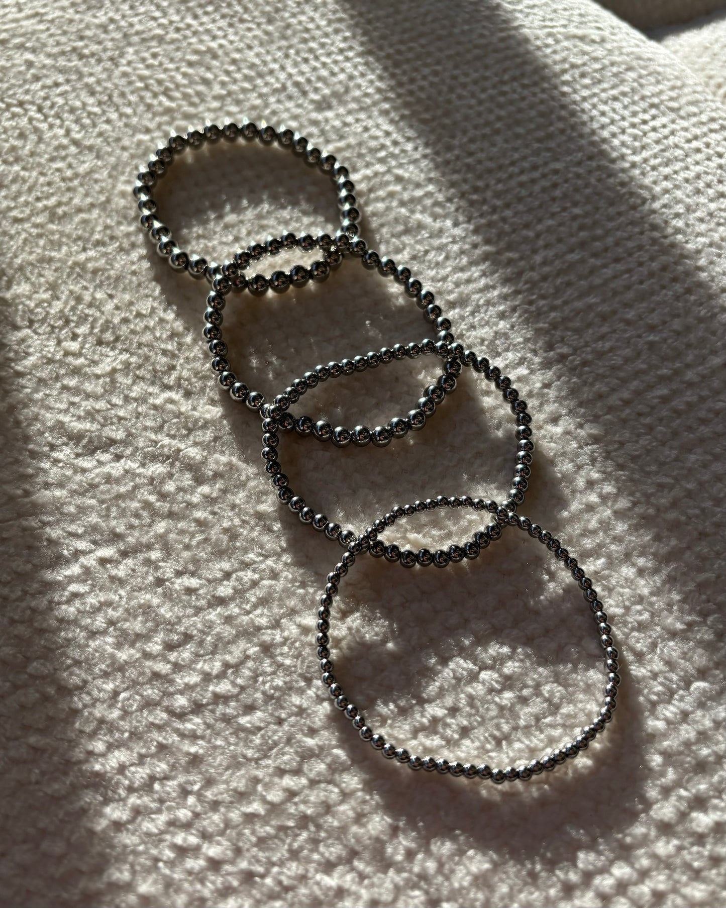 Zilveren Elastische kralenarmband van stainless steel