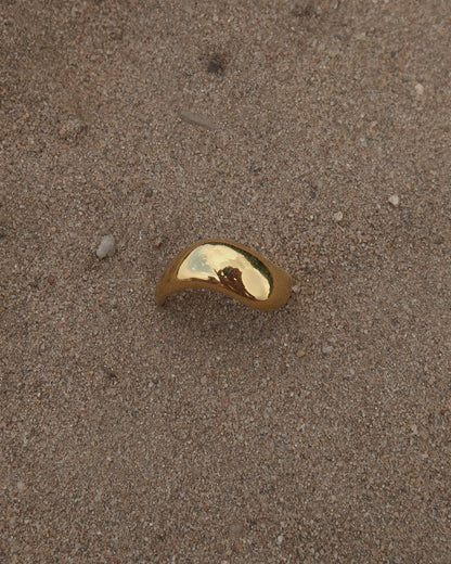 Goud- of zilverkleurige ring met wavy design en gladde afwerking
