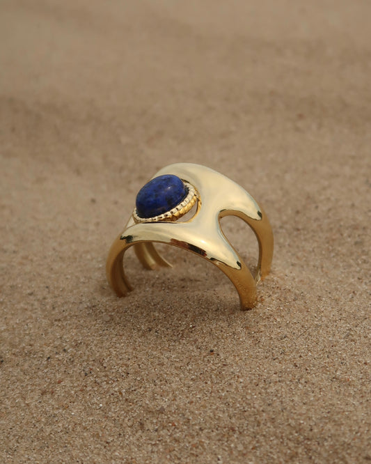 De Rogue Ring is bold en subtiel tegelijk. Het opvallende design met diepe blauwe steen in een glanzende goudkleurige band maakt dit een echte eyecatcher. Gemaakt van stainless steel en waterproof.